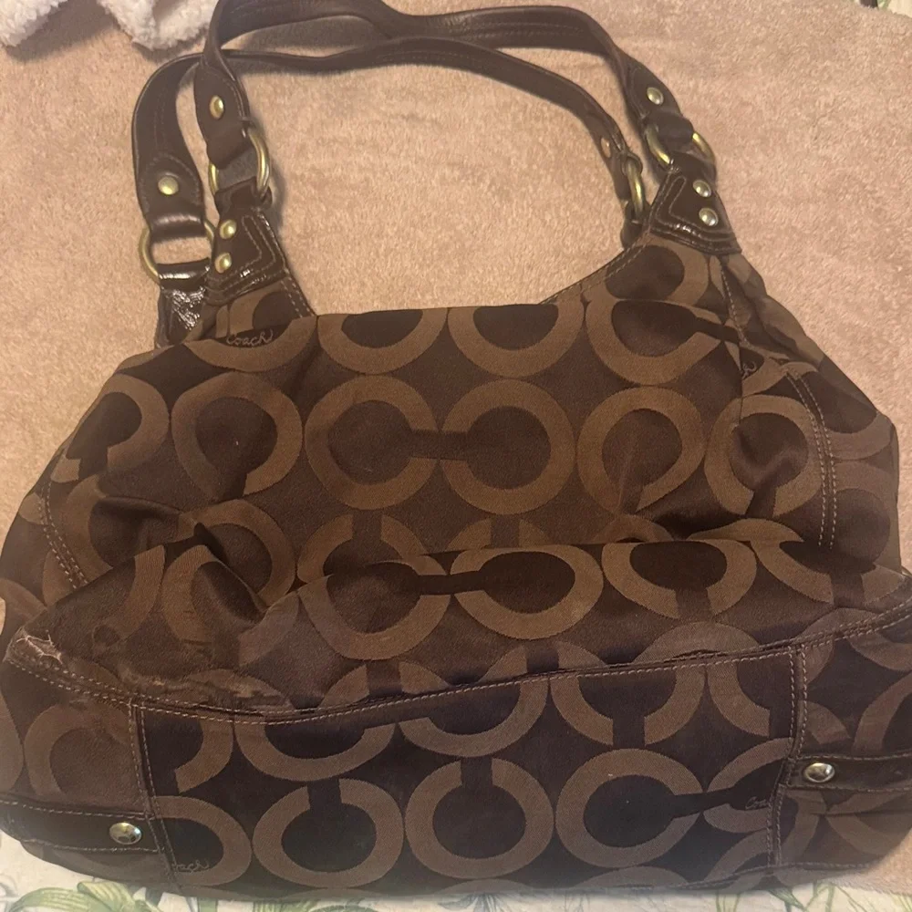 Coach Dark Brown Signature Shoulder Bag - Picture 2 of 4